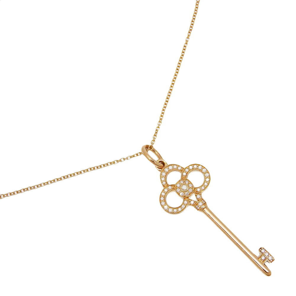 Tiffany Lock Crown Key Necklace Pink Gold Diamond